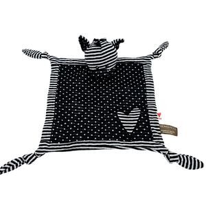Demdaco Baby Lovey Zebra Cotton Knotted Soother Security Blanket Black & White
